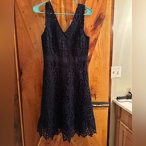 Banana Republic Navy Fit and Flare Lace Dress
